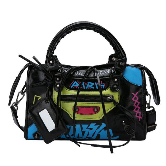 New Graffiti Personality Tassel Small Crowd Handbag Women - Alternative Gothic Dark Wear | Embrace Dark Aesthetic Men & Women Gothic Clothing