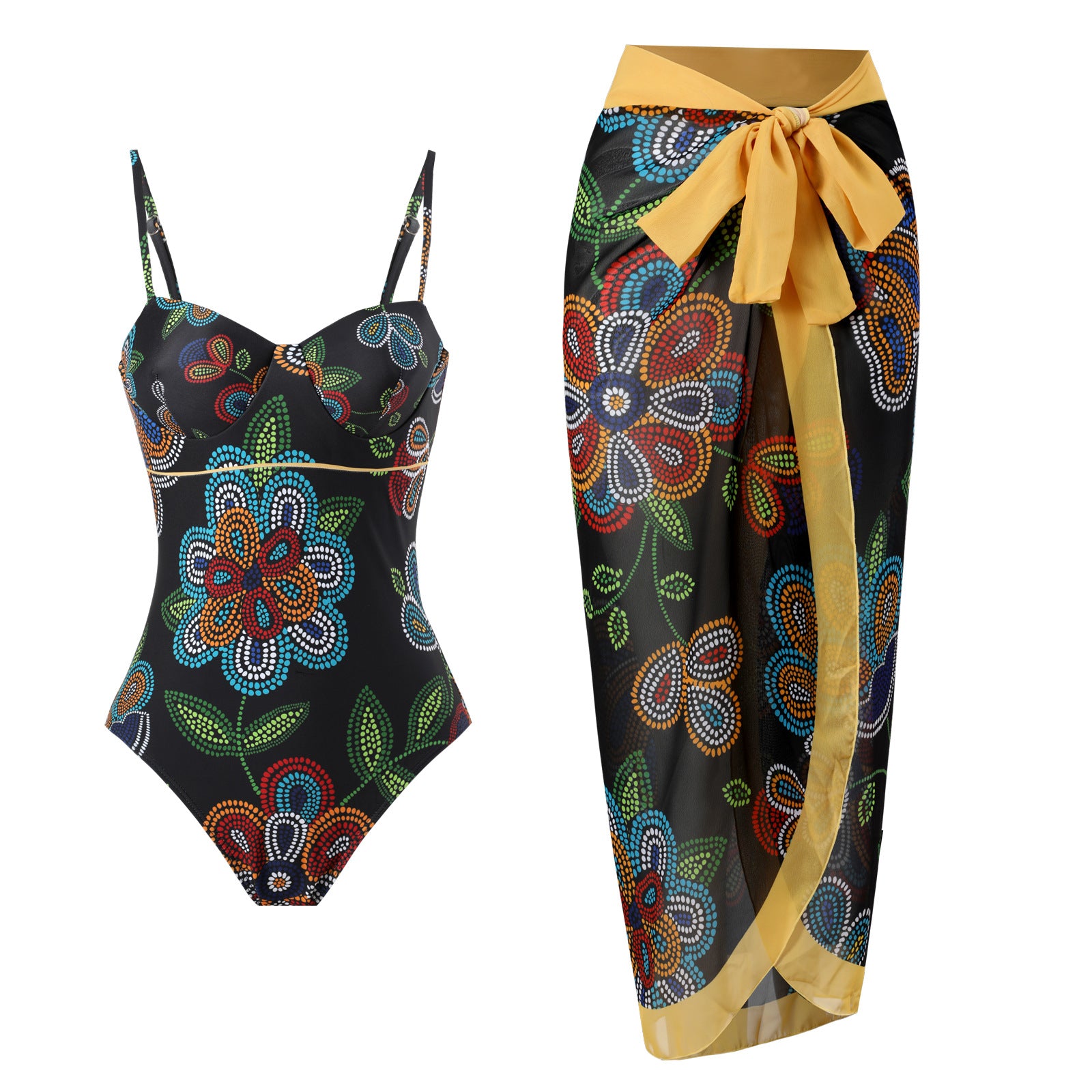 Siamese Conservative Covering Belly Thin Swimsuit French Retro One-piece Bikini