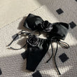 New Solid Color Rose Tube Top Drawstring Strap Split Swimsuit