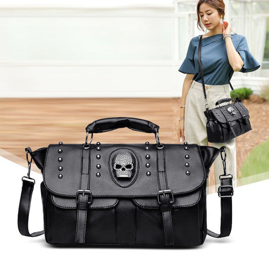 Punk Style Rivet Skull Ghost Head Bag Retro Single Shoulder Diagonal Bag - Alternative Gothic Dark Wear | Embrace Dark Aesthetic Men & Women Gothic Clothing
