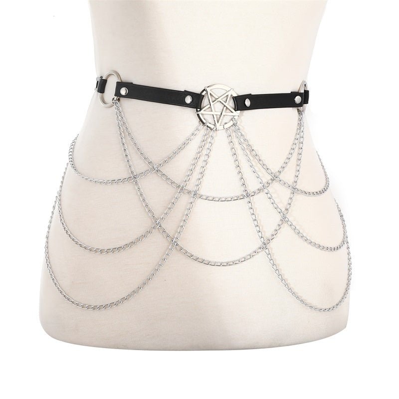 Pentagram Body Chain Jewelry Sexy Belt Belt Chain Gothic Harness - Alternative Gothic Dark Wear | Embrace Dark Aesthetic Men & Women Gothic Clothing