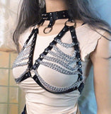 Pointed Rivet Punk Collar Belt Jewelry Waist Chain Belt Body Chain - Alternative Gothic Dark Wear | Embrace Dark Aesthetic Men & Women Gothic Clothing