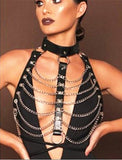 Chran Leather Harness Bondage Beach Chain Collar Goth Choker Shoulder Necklace Jewelry Accessories Erotic Lingerie Wear CRBJ821 - Alternative Gothic Dark Wear | Embrace Dark Aesthetic Men & Women Gothic Clothing