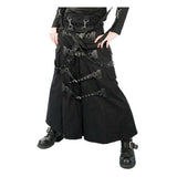 Men Gothic Cyber Punk Bondage Skirt | Long Black Maxi Kilt with Cargo Pockets