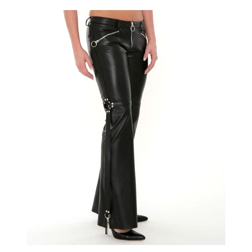 Ladies Low Waisted Flare Pants - Alternative Gothic Dark Wear | Embrace Dark Aesthetic Men & Women Gothic Clothing
