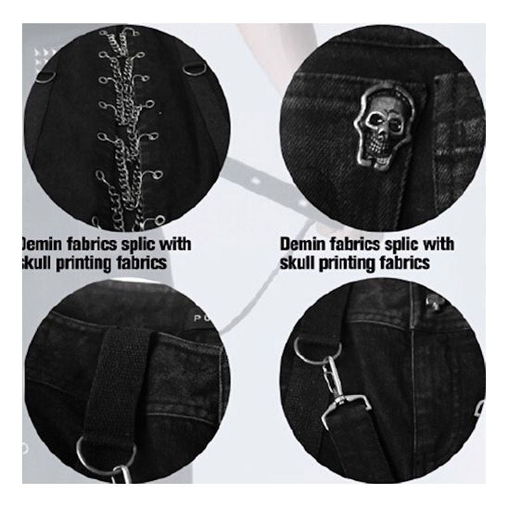 Men Tripp Gothic Long Skirt | Punk Rock Maxi Kilt with Chains & Skull Buttons