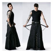 Men Tripp Gothic Long Skirt | Punk Rock Maxi Kilt with Chains & Skull Buttons
