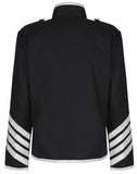 Men Golden Silver Parade Jacket | Gothic Army Drummer Coat with Metal Buttons & Rope Trim