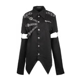 Men Gothic Devil Fashion Gothic Shirt Dave Vanian Shirt With Detachable Sleeve - Alternative Gothic Dark Wear | Embrace Dark Aesthetic Men & Women Gothic Clothing