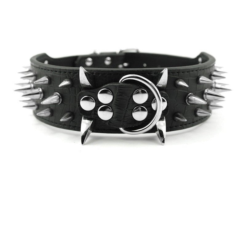 Dog Anti Bite Collar for Female M Size with Traction Rope Rivet Chain and Bully Pit Bull Design - Alternative Gothic Dark Wear | Embrace Dark Aesthetic Men & Women Gothic Clothing