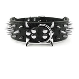 Dog Anti Bite Collar for Female M Size with Traction Rope Rivet Chain and Bully Pit Bull Design - Alternative Gothic Dark Wear | Embrace Dark Aesthetic Men & Women Gothic Clothing