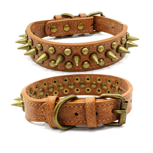 Bronze Pet Collar with Pointed Rivet Detailing Bold and Edgy Look - Alternative Gothic Dark Wear | Embrace Dark Aesthetic Men & Women Gothic Clothing