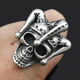 European And American Fashion Skull Head Imitation Stainless Steel Clown Ring Gothic Men's Jewelry Ring