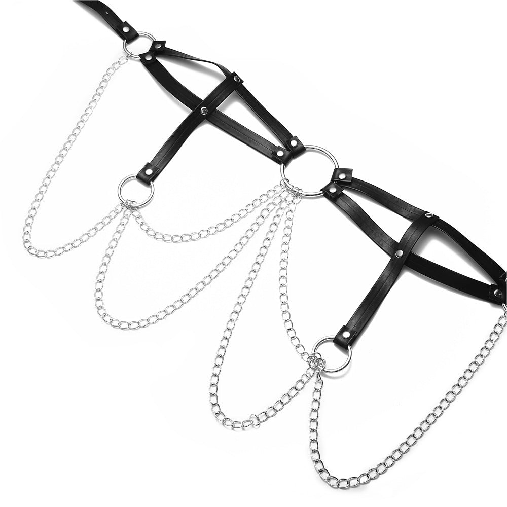 Body Harness Women Sexy Chain Leather Strap Waist Jewelry - Alternative Gothic Dark Wear | Embrace Dark Aesthetic Men & Women Gothic Clothing