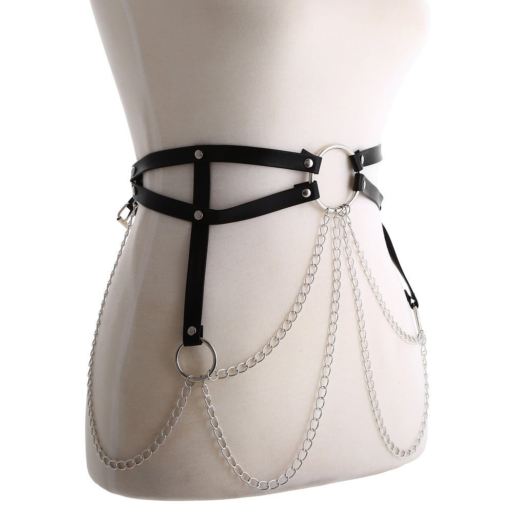 Body Harness Women Sexy Chain Leather Strap Waist Jewelry - Alternative Gothic Dark Wear | Embrace Dark Aesthetic Men & Women Gothic Clothing