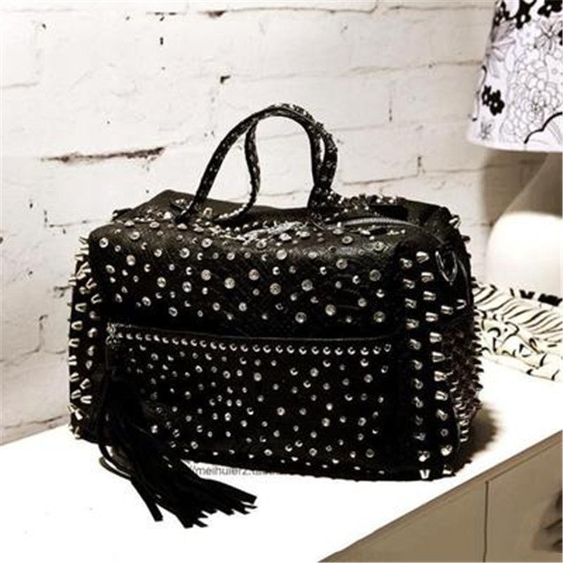 Ladies Handbag Personalized Rivet Rhinestone Shoulder Bag - Alternative Gothic Dark Wear | Embrace Dark Aesthetic Men & Women Gothic Clothing