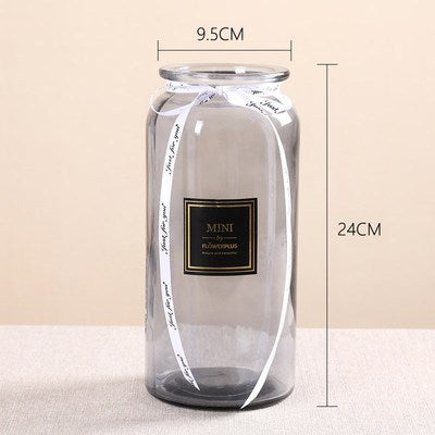 Mini Straight Transparent Glass Vase Ornaments Flower Arrangement Hydroponic Vase