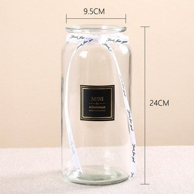 Mini Straight Transparent Glass Vase Ornaments Flower Arrangement Hydroponic Vase