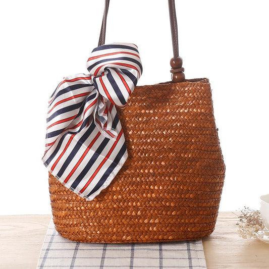 One - shoulder Straw Bag Women Bag Seaside Vacation Woven Bag Straw Bag Beach Bag - Alternative Gothic Dark Wear | Embrace Dark Aesthetic Men & Women Gothic Clothing