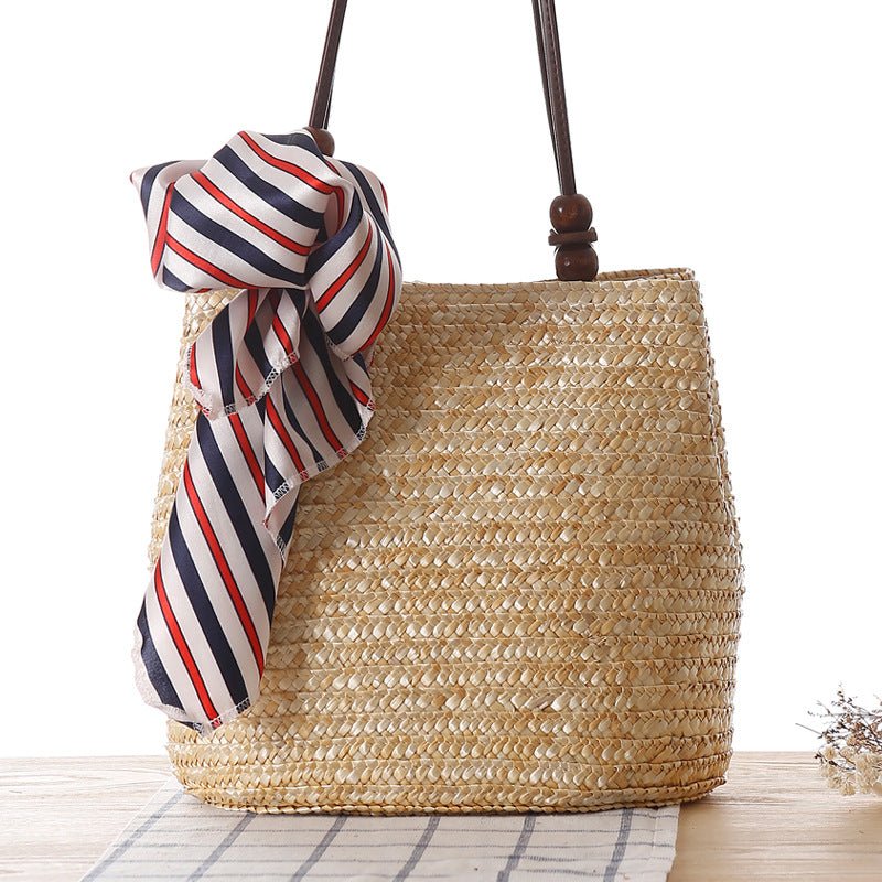 One - shoulder Straw Bag Women Bag Seaside Vacation Woven Bag Straw Bag Beach Bag - Alternative Gothic Dark Wear | Embrace Dark Aesthetic Men & Women Gothic Clothing