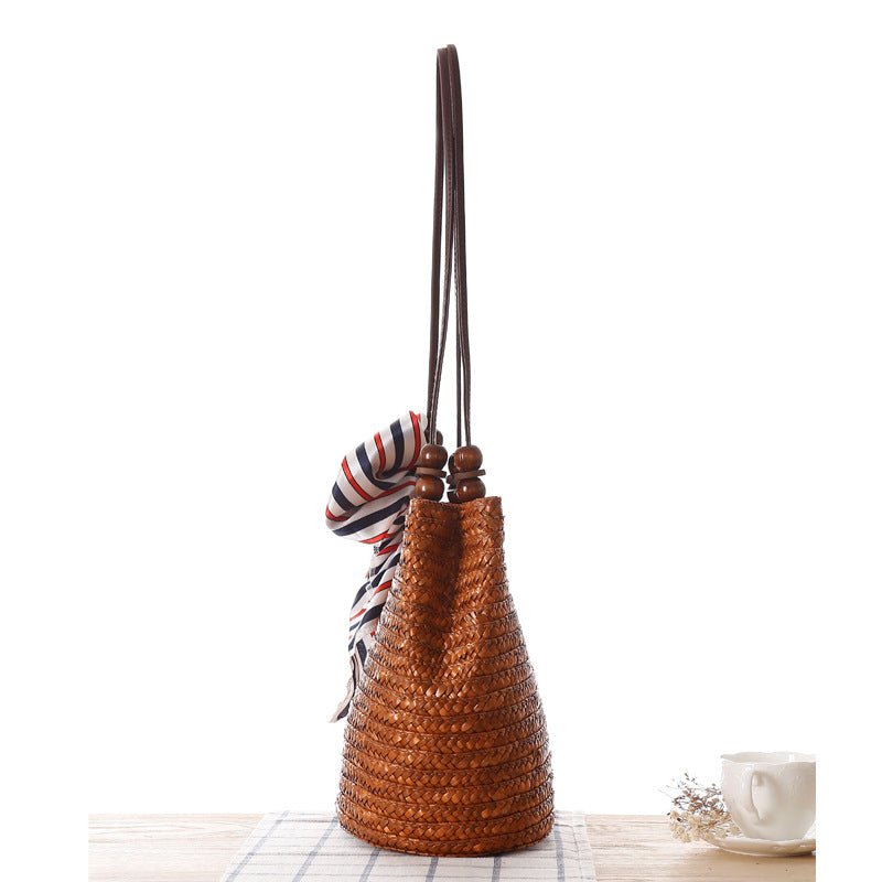 One - shoulder Straw Bag Women Bag Seaside Vacation Woven Bag Straw Bag Beach Bag - Alternative Gothic Dark Wear | Embrace Dark Aesthetic Men & Women Gothic Clothing