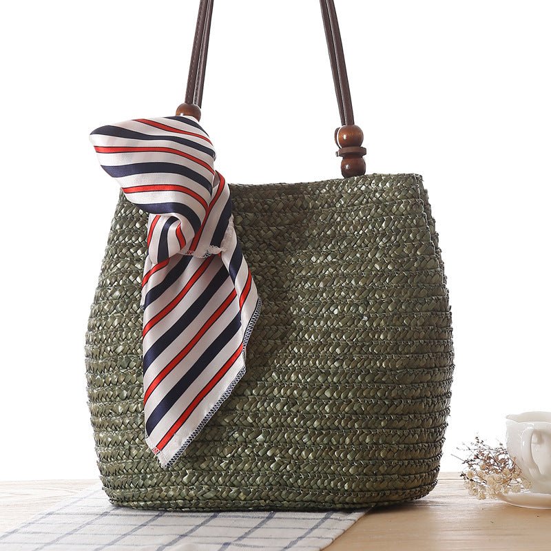 One - shoulder Straw Bag Women Bag Seaside Vacation Woven Bag Straw Bag Beach Bag - Alternative Gothic Dark Wear | Embrace Dark Aesthetic Men & Women Gothic Clothing