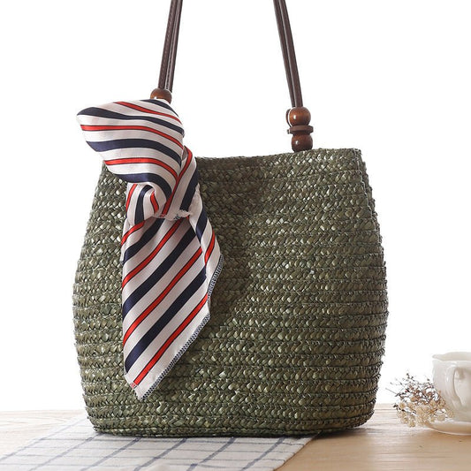 One - shoulder Straw Bag Women Bag Seaside Vacation Woven Bag Straw Bag Beach Bag - Alternative Gothic Dark Wear | Embrace Dark Aesthetic Men & Women Gothic Clothing