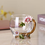Light Luxury Enamel Water Cup Tea Cup Household High Temperature Resistant Crystal Glass Flower Tea Cup