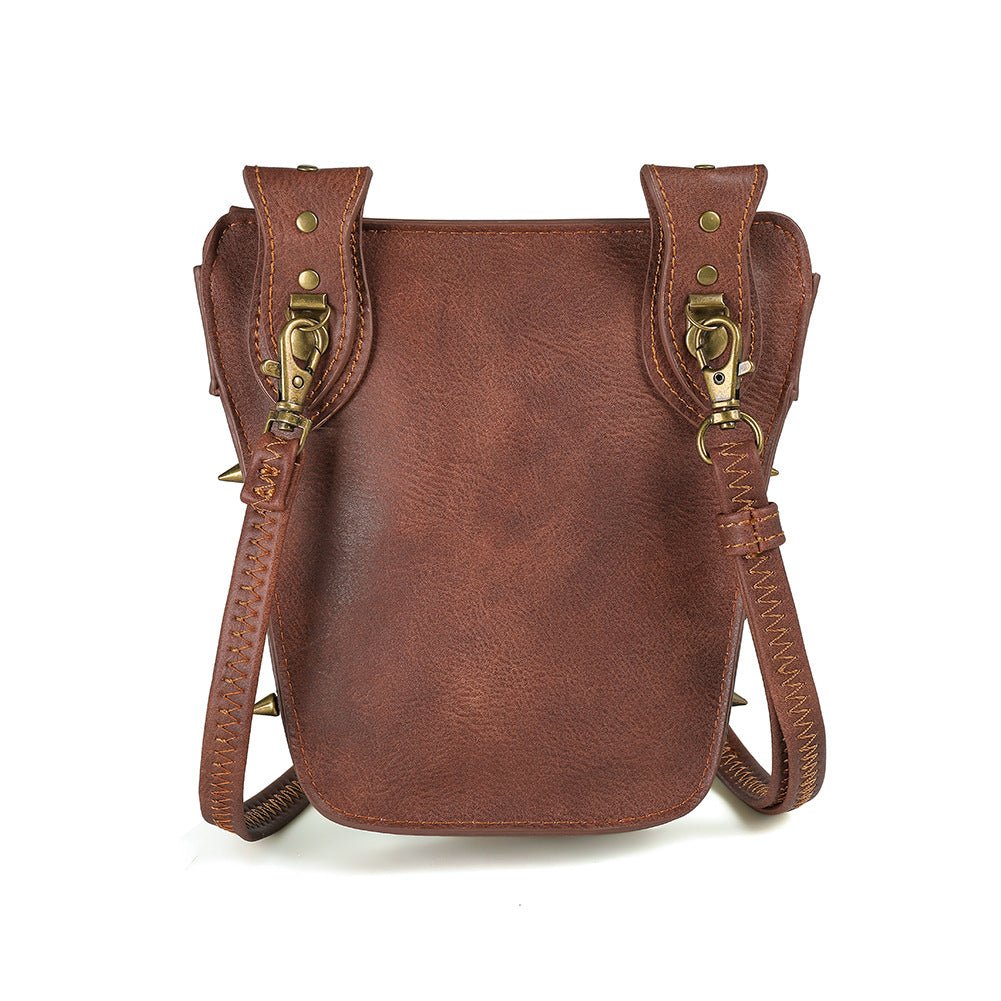 Ladies One - shoulder Messenger Bag Motorcycle Rivet Mobile Phone Chain Bag - Alternative Gothic Dark Wear | Embrace Dark Aesthetic Men & Women Gothic Clothing