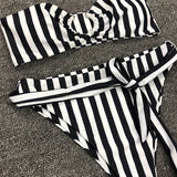 Double-sided striped split bikini