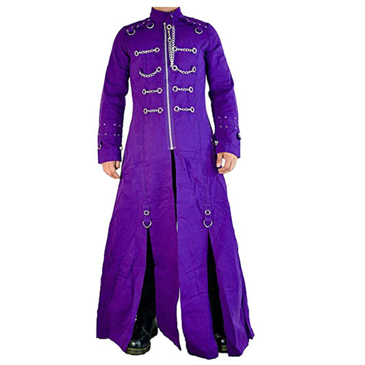 Pinhead Hellraiser Purple Long Coat for Men | Gothic Horror Punk Trench Coat