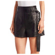 Women Genuine Lambskin Leather Shorts | Moto Biker High-Waist Hot Pants