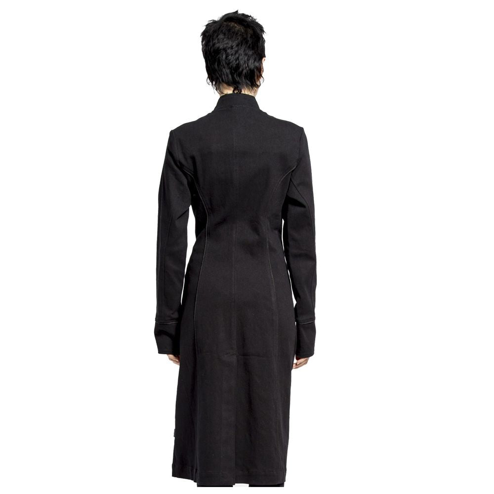 Women Gothic Officer Black Trench Coat | Military-Inspired Elegance Coat