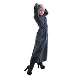 Women Long Black Military Trench Coat | Genuine Leather Gothic Outerwear