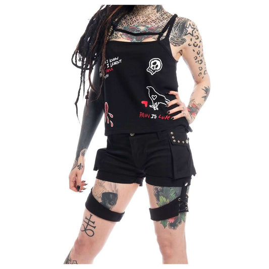 Women Gothic Short | Poizen Asami Girls Black Gothic Hot Pants