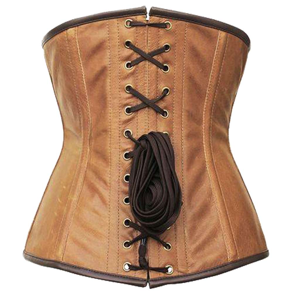 Crossed Design Steampunk Crunch Leather Underbust | Custom Made Women Corset