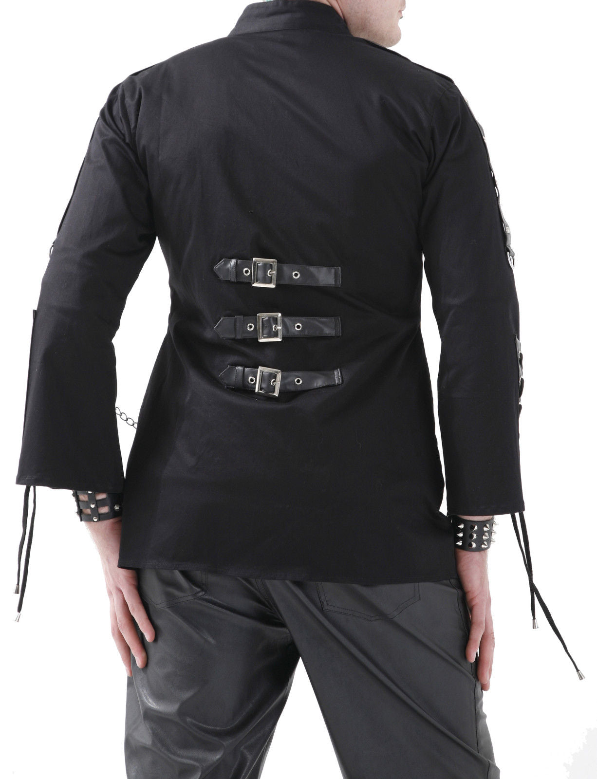 Cyber Emo Chain Jacket | Gothic Corset Lace-Up Black Punk Jacket with Metal Chains Jacket