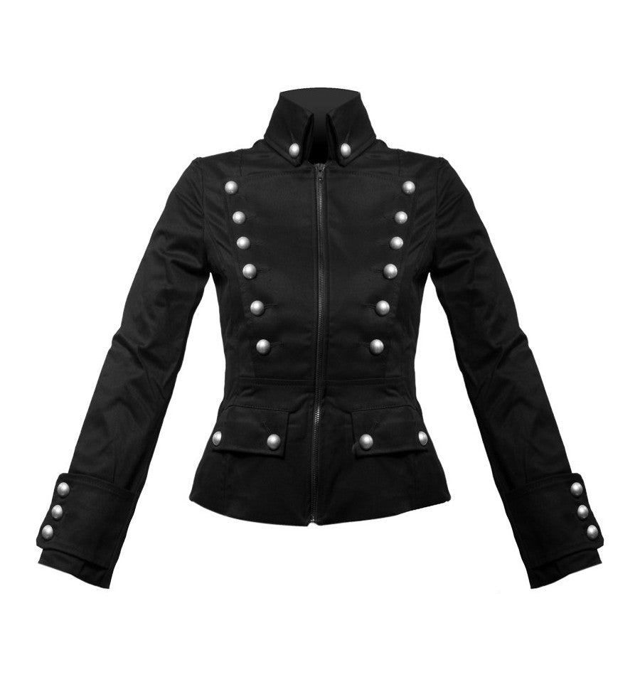 Women Gothic Denim Military Jacket | Corsair Army Uniform Style Outerwear