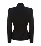Women Black Wool Gothic Military Coat | Victorian Style Long Winter Jacket