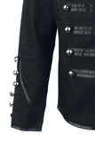 Men Gothic Drummer Parade Coat | Black Steampunk Officer Jacket with Gold Epaulettes