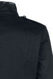 Men Gothic Drummer Parade Coat | Black Steampunk Officer Jacket with Gold Epaulettes