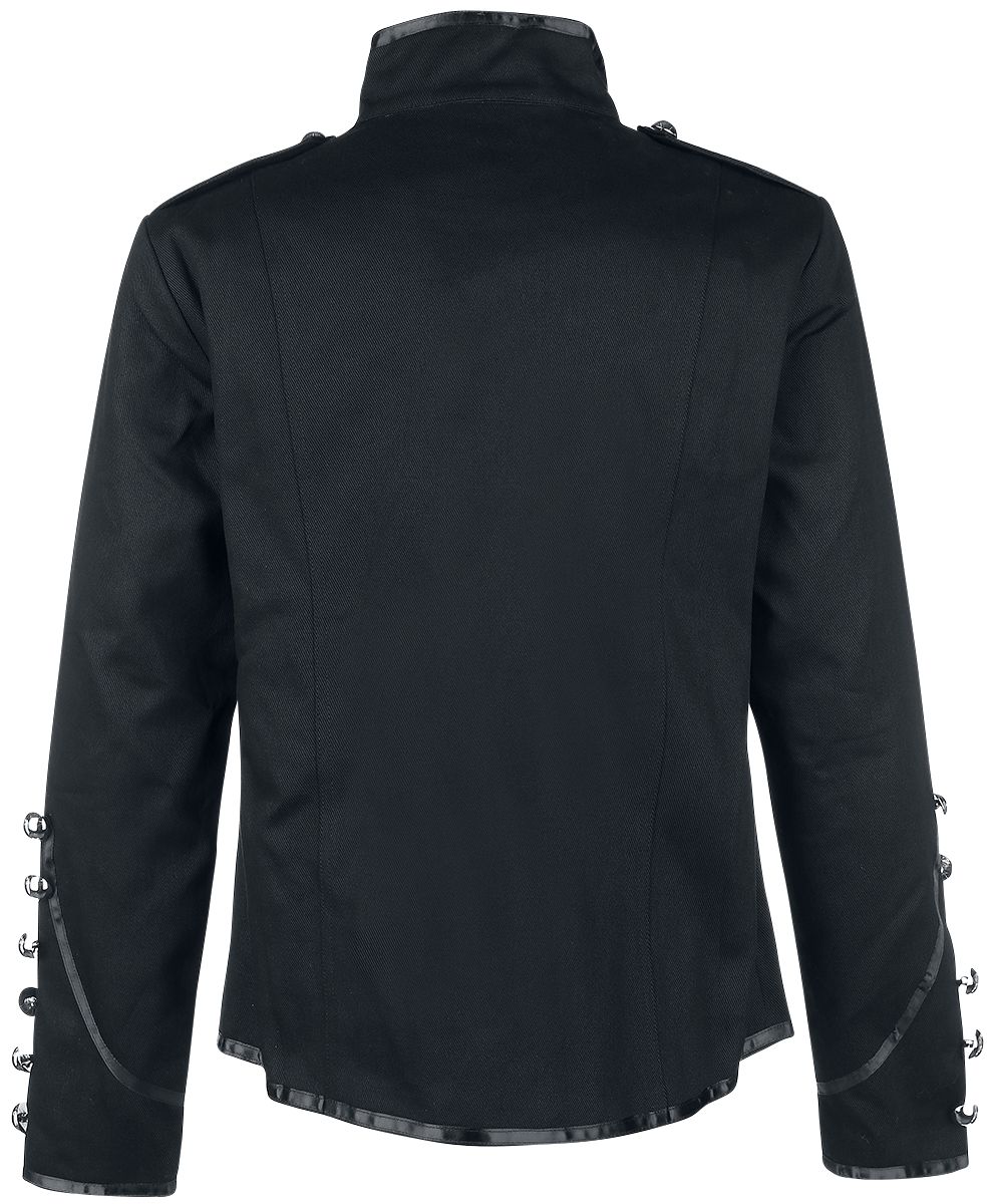 Men Gothic Drummer Parade Coat | Black Steampunk Officer Jacket with Gold Epaulettes
