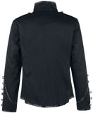 Men Gothic Drummer Parade Coat | Black Steampunk Officer Jacket with Gold Epaulettes