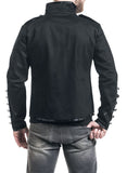 Men Gothic Drummer Parade Coat | Black Steampunk Officer Jacket with Gold Epaulettes