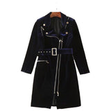 Women Slim Velvet Gothic Coat | Zipper Front Elegant Goth Outerwear