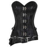 Women Overbust Corset Bustier | Gothic Heavy Duty Black Gracelynn Steel Boned Corset