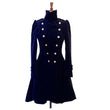 Military Double-Breasted Royal Blue Velvet Coat | Gothic Formal Men Jacket