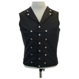 Men Steampunk Leather Biker Vest | Steel Boned Victorian Waistcoat with Button Fastening