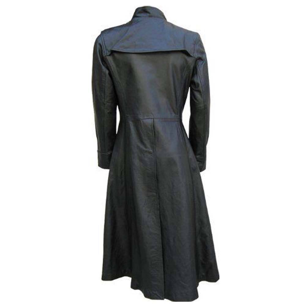 Neo Matrix Long Leather Trench Coat | Keanu Reeves Inspired Goth Full-Length Black Coat