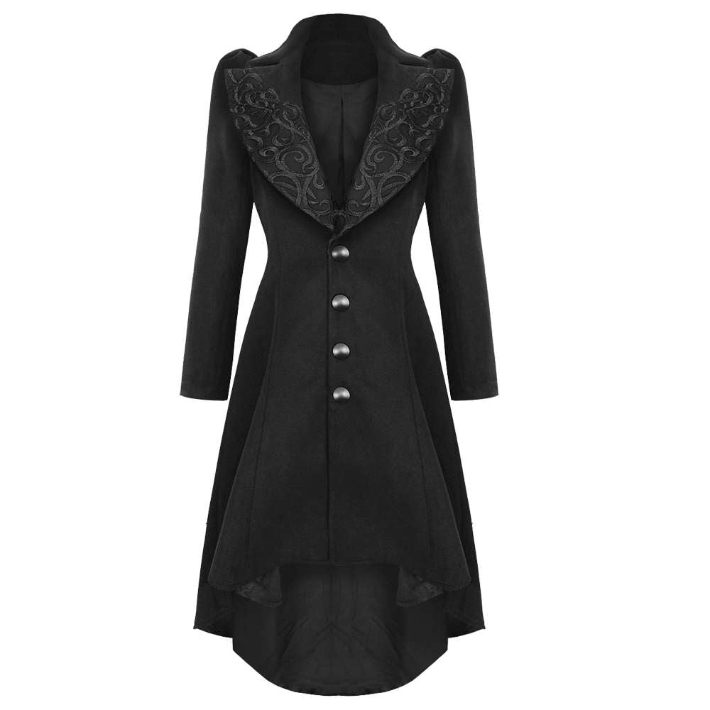 Women Gothic Dark In Love Lamentia Coat | Long Woolen-Feel Gothic Winter Coat